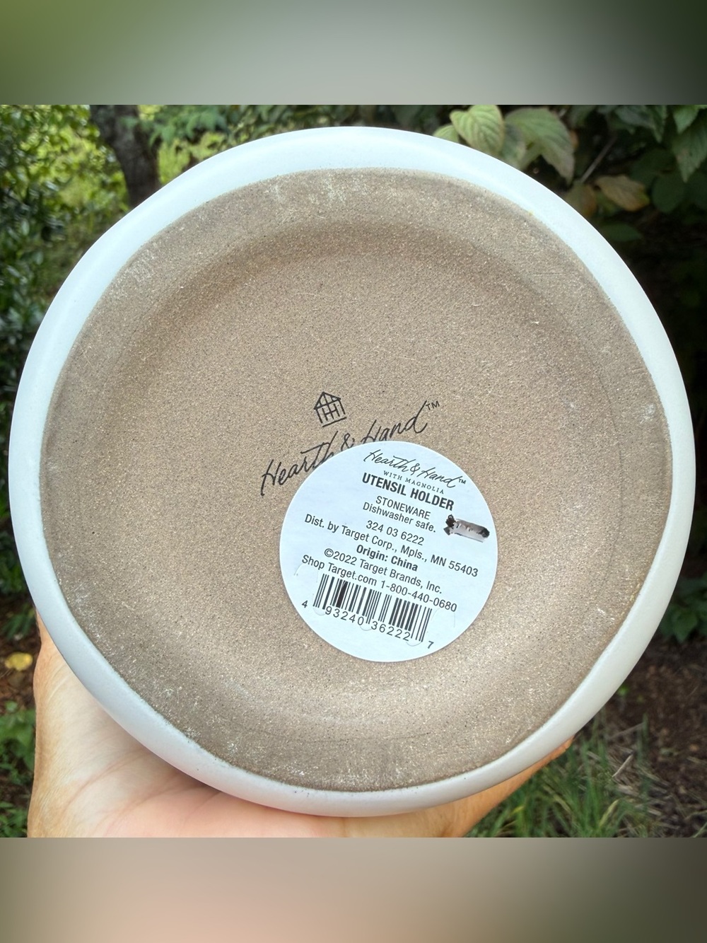. Hearth & Hand by Magnolia Farmhouse Cream Stoneware Utensils Holder Canister - Picture 10 of 15